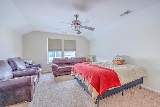 531 Crossland Dr, Moncks Corner, SC 29461 - carpeted bedroom with lofted ceiling, ceiling fan, and baseboards
