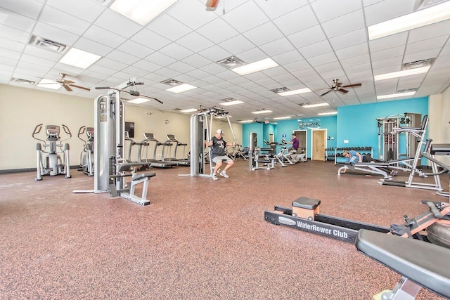 531 Crossland Dr, Moncks Corner, SC 29461 - gym featuring ceiling fan and a drop ceiling