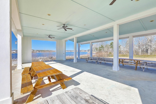 531 Crossland Dr, Moncks Corner, SC 29461 - view of patio featuring ceiling fan and a water view