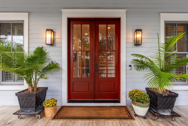 entrance to property featuring french doors