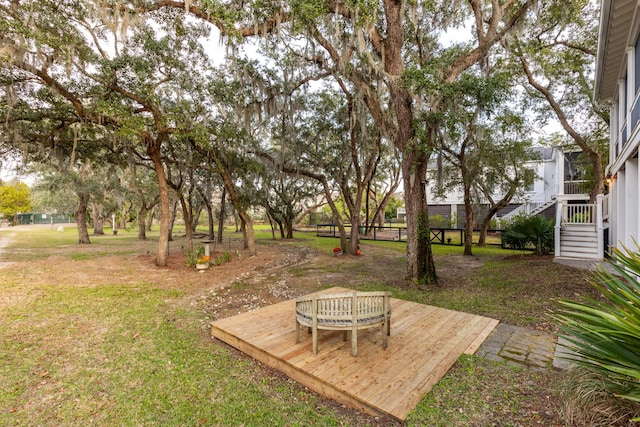 view of yard with a deck