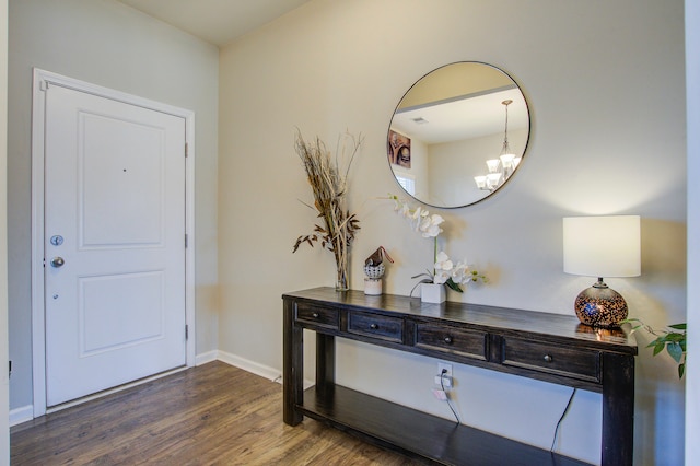 foyer entrance with dark hardwood / wood-style flooring