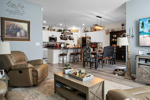 living room with light wood-type flooring