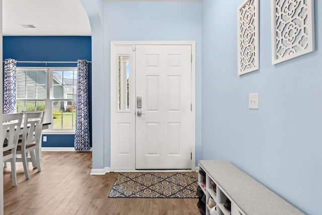 foyer entrance featuring hardwood / wood-style floors