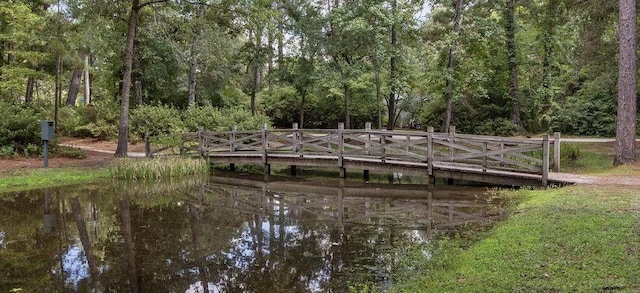 exterior space featuring a water view