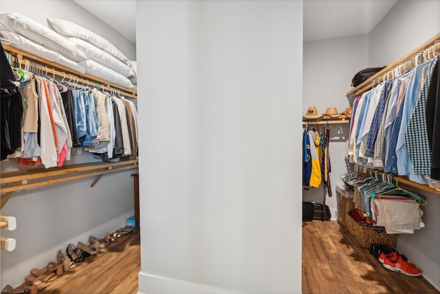 walk in closet featuring hardwood / wood-style floors