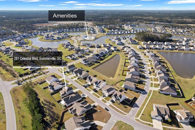 261 Celestial Blvd, Summerville, SC 29486 - aerial view of property and surrounding area featuring nearby suburban area and a large body of water