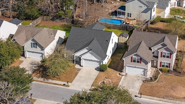 bird's eye view with a residential view