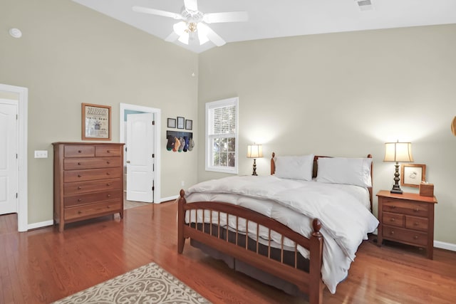 2257 Magnolia Meadows Dr, Mount Pleasant, SC 29464 - bedroom featuring wood finished floors, baseboards, and high vaulted ceiling