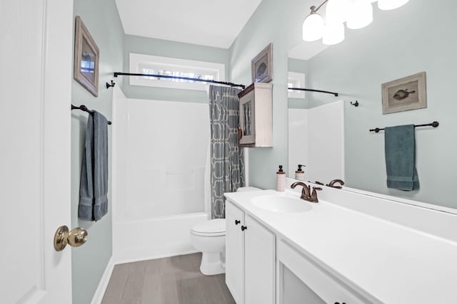 2257 Magnolia Meadows Dr, Mount Pleasant, SC 29464 - full bathroom with vanity, toilet, shower / bath combination with curtain, and wood finished floors