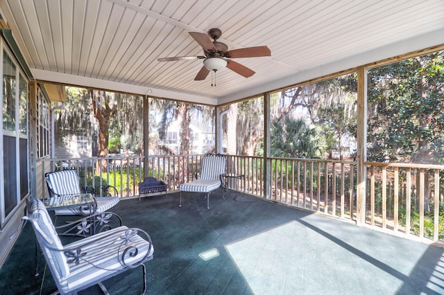 2257 Magnolia Meadows Dr, Mount Pleasant, SC 29464 - unfurnished sunroom with ceiling fan and plenty of natural light