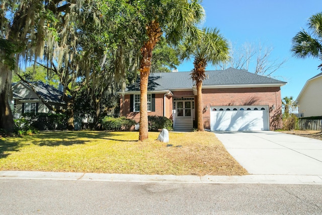 2257 Magnolia Meadows Dr, Mount Pleasant, SC 29464 - single story home with an attached garage, concrete driveway, brick siding, and a front yard