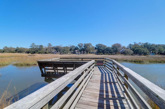 view of dock featuring a water view