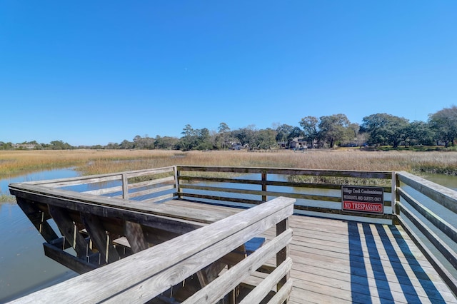 dock area featuring a water view