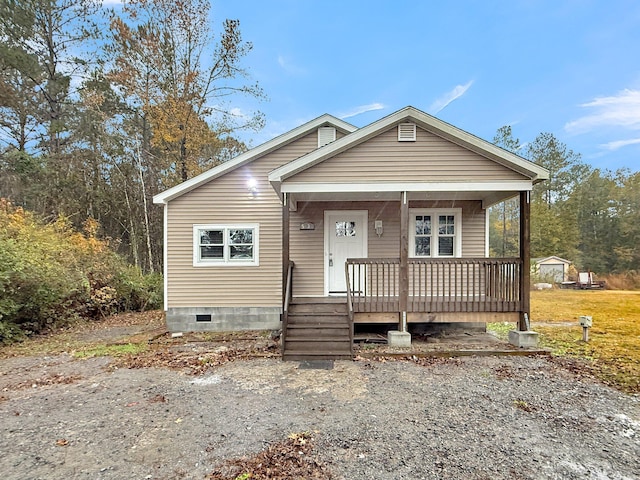 bungalow-style house featuring covered porch