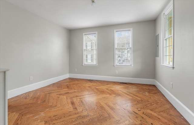 empty room featuring light parquet floors