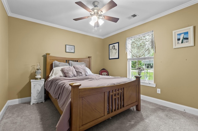 1583 Southwick Dr, Johns Island, SC 29455 - carpeted bedroom with ornamental molding, baseboards, and a ceiling fan