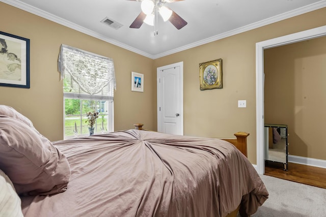 1583 Southwick Dr, Johns Island, SC 29455 - bedroom featuring ornamental molding, carpet floors, ceiling fan, and baseboards