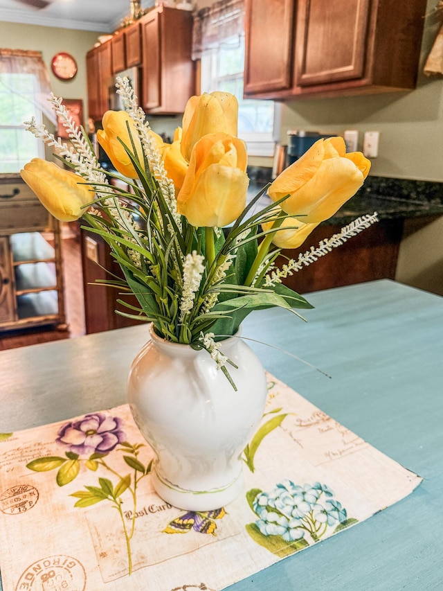 1583 Southwick Dr, Johns Island, SC 29455 - kitchen view of ornamental molding and brown cabinetry