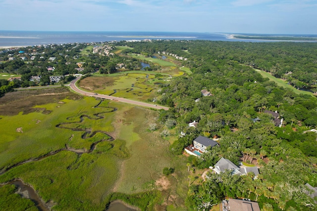 bird's eye view featuring a water view