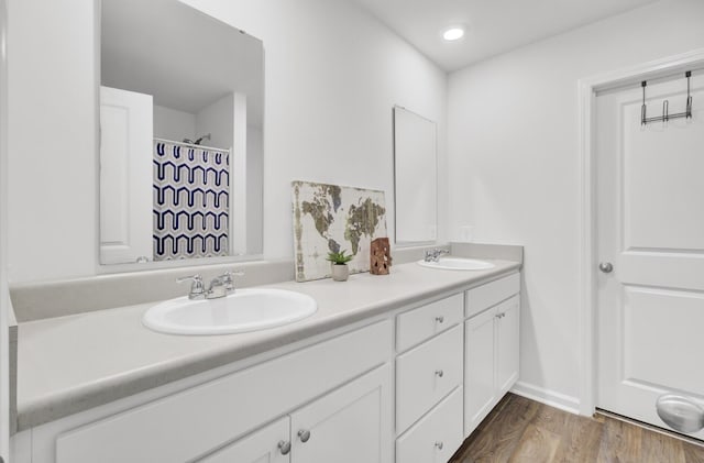 127 Rosefield Ct, Summerville, SC 29485 - bathroom with double vanity, wood finished floors, and a sink