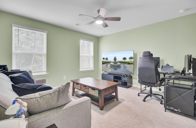 127 Rosefield Ct, Summerville, SC 29485 - office featuring visible vents, light colored carpet, and a ceiling fan