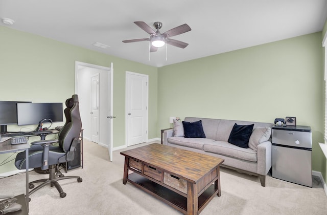 127 Rosefield Ct, Summerville, SC 29485 - office space featuring a ceiling fan, baseboards, and light carpet