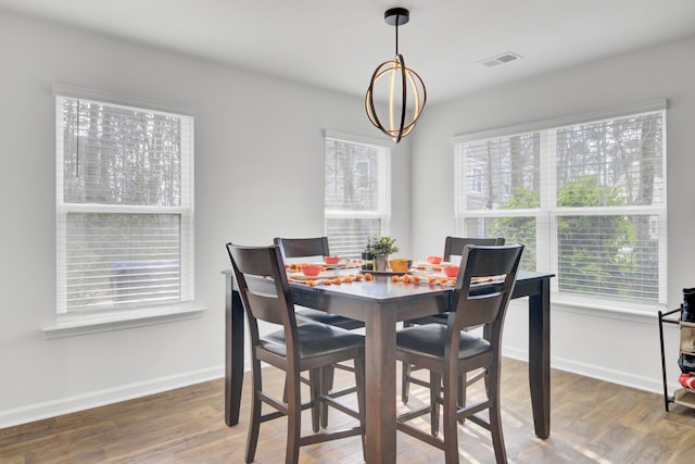 127 Rosefield Ct, Summerville, SC 29485 - dining room with wood finished floors, a healthy amount of sunlight, visible vents, and baseboards