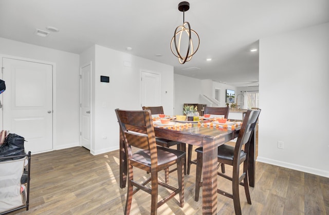 127 Rosefield Ct, Summerville, SC 29485 - dining room with recessed lighting, baseboards, and wood finished floors