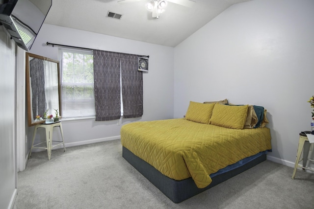 8096 Shadow Oak Dr, North Charleston, SC 29406 - bedroom with vaulted ceiling, carpet floors, baseboards, and ceiling fan