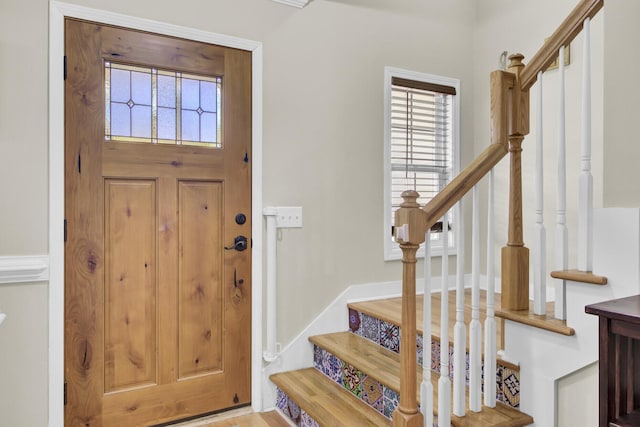 foyer entrance featuring stairs