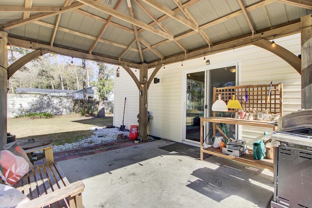 view of patio featuring a gazebo