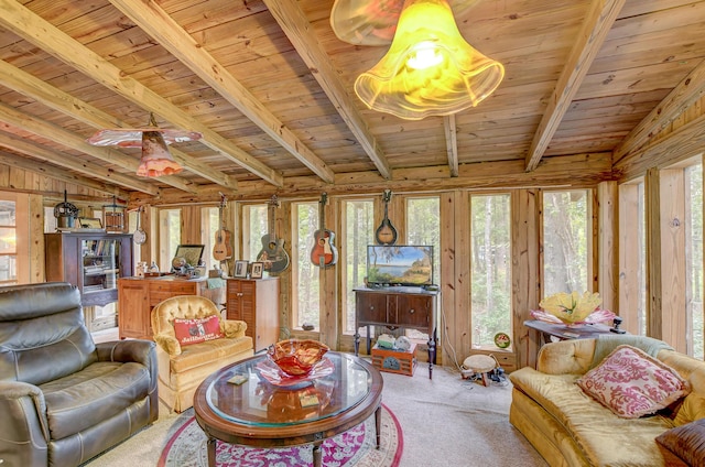 1373 Bridge St, Branchville, SC 29432 - living room featuring carpet flooring and wood ceiling