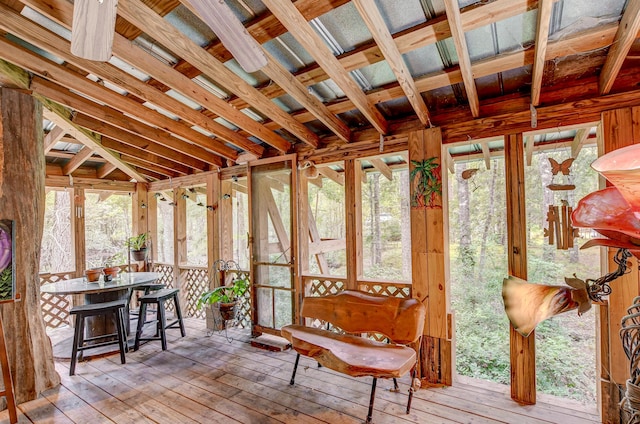1373 Bridge St, Branchville, SC 29432 - sunroom / solarium with hardwood / wood-style floors, a wooden deck, outdoor dining space, and healthy amount of natural light