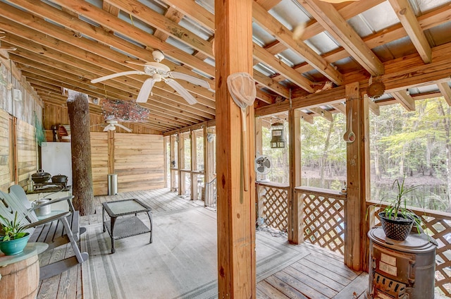 1373 Bridge St, Branchville, SC 29432 - sunroom with ceiling fan, healthy amount of natural light, and lofted ceiling