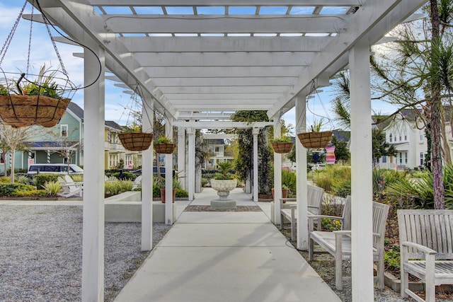 view of patio featuring a pergola