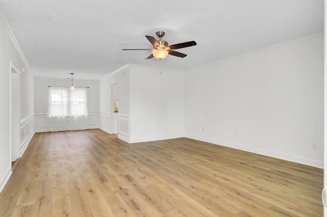509 Hill St, Moncks Corner, SC 29461 - empty room featuring ornamental molding, ceiling fan, and light wood finished floors