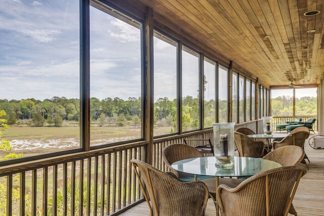 sunroom / solarium with wooden ceiling