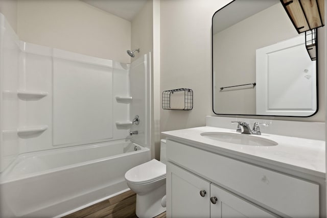 318 Bering Ln, Summerville, SC 29486 - bathroom with vanity, toilet, wood finished floors, and  shower combination
