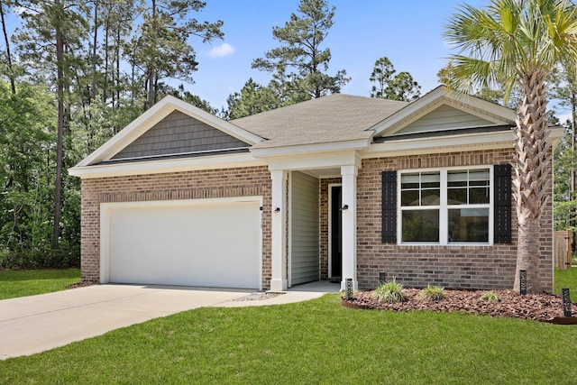 318 Bering Ln, Summerville, SC 29486 - ranch-style home featuring concrete driveway, brick siding, a front yard, and a garage