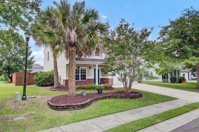 view of front facade with a front lawn