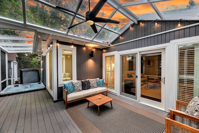 8 Pony Ln, Charleston, SC 29407 - wooden terrace featuring ceiling fan and an outdoor living space