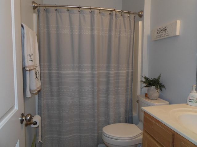 full bathroom with toilet and vanity