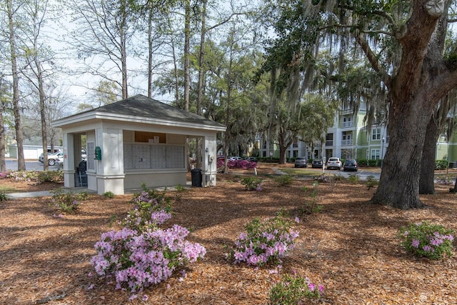 view of yard with mail boxes