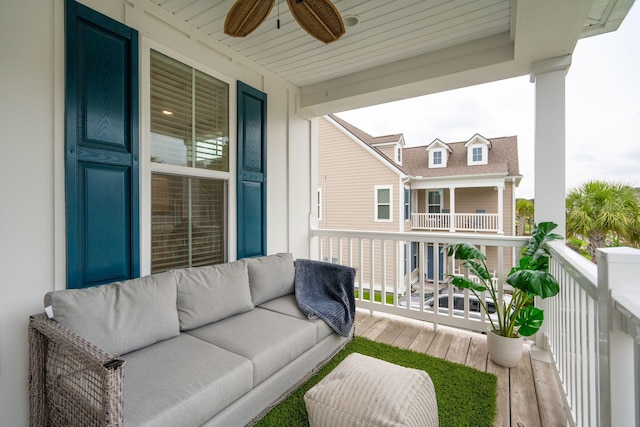 2267 Kemmerlin St, Johns Island, SC 29455 - balcony with a ceiling fan and outdoor lounge area