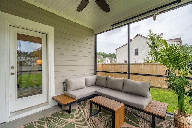 2267 Kemmerlin St, Johns Island, SC 29455 - sunroom featuring an outdoor living space and ceiling fan
