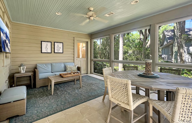 2655 Gnarled Pne, Seabrook Island, SC 29455 - sunroom / solarium featuring an outdoor hangout area, healthy amount of natural light, and ceiling fan