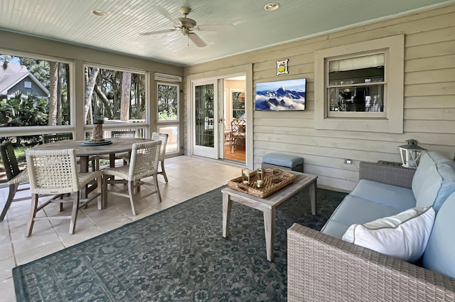 2655 Gnarled Pne, Seabrook Island, SC 29455 - sunroom featuring ceiling fan, healthy amount of natural light, and an outdoor living space