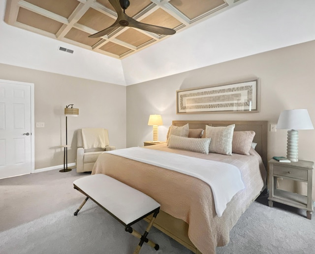 2655 Gnarled Pne, Seabrook Island, SC 29455 - carpeted bedroom with coffered ceiling, attic access, and baseboards