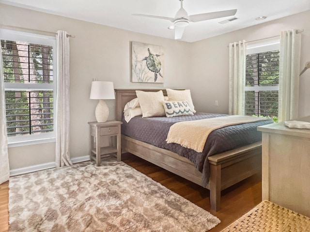 2655 Gnarled Pne, Seabrook Island, SC 29455 - bedroom with wood finished floors, baseboards, ceiling fan, and recessed lighting